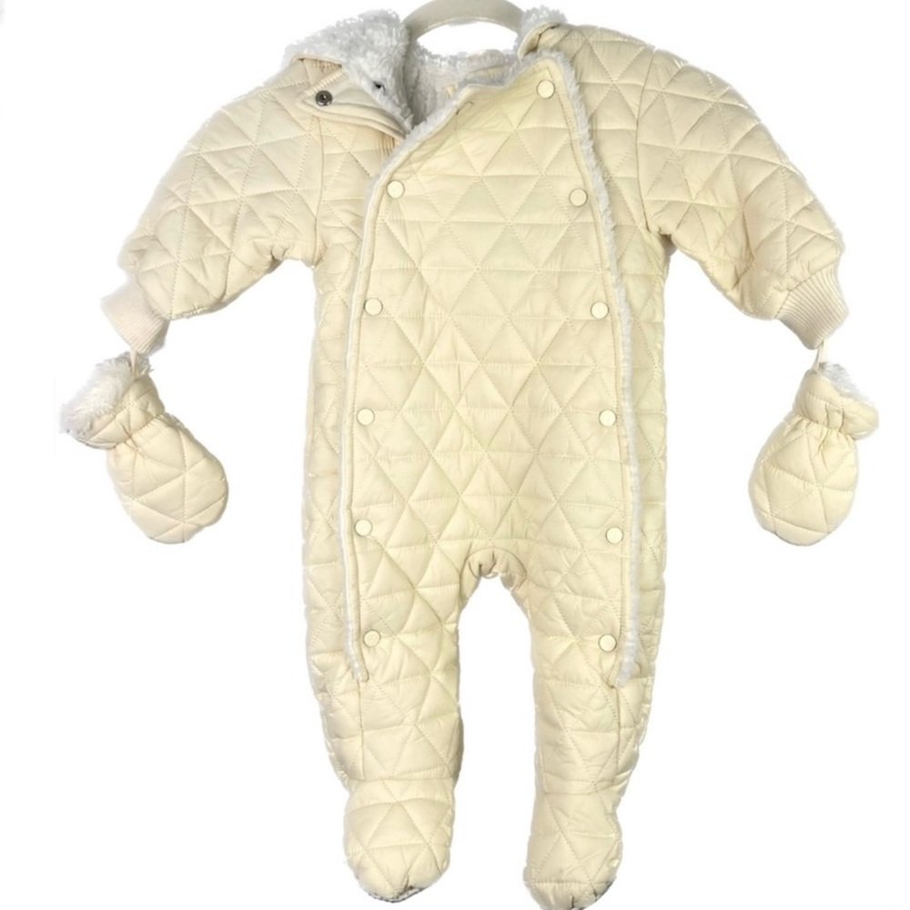 NEW URBAN REPUBLIC CREAM BABY GIRL QUILTED SNOWSUIT